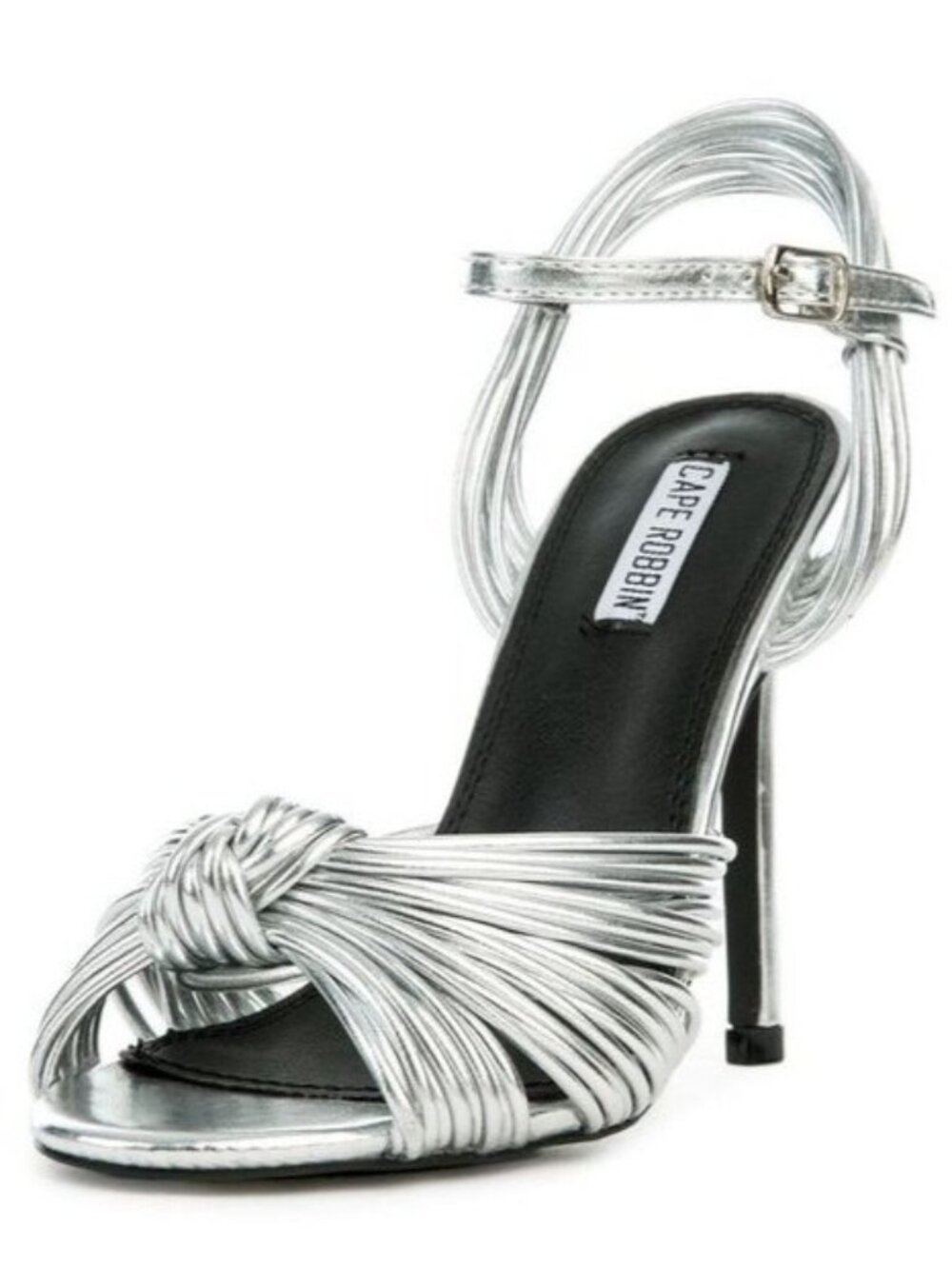 Cape Robbin Women's 10 Silver Metallic Front Knot Bridal Wedding Heel Sandal
